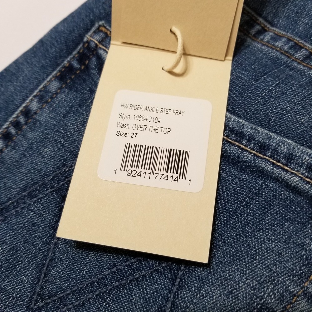 NWT MOTHER High Waisted Rider Ankle Step Fray in Over The Top Straight Jeans 27 - Picture 16 of 16